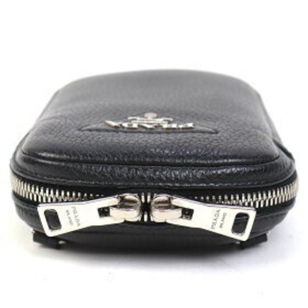 PRADA SAFFIANO LEATHER SHOULDER BAG smartphone pouch triangle logo - Picture 6 of 7